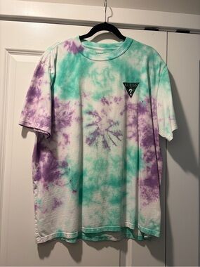 GUESS Tie-Dye Tee in Mint Green & Lavender